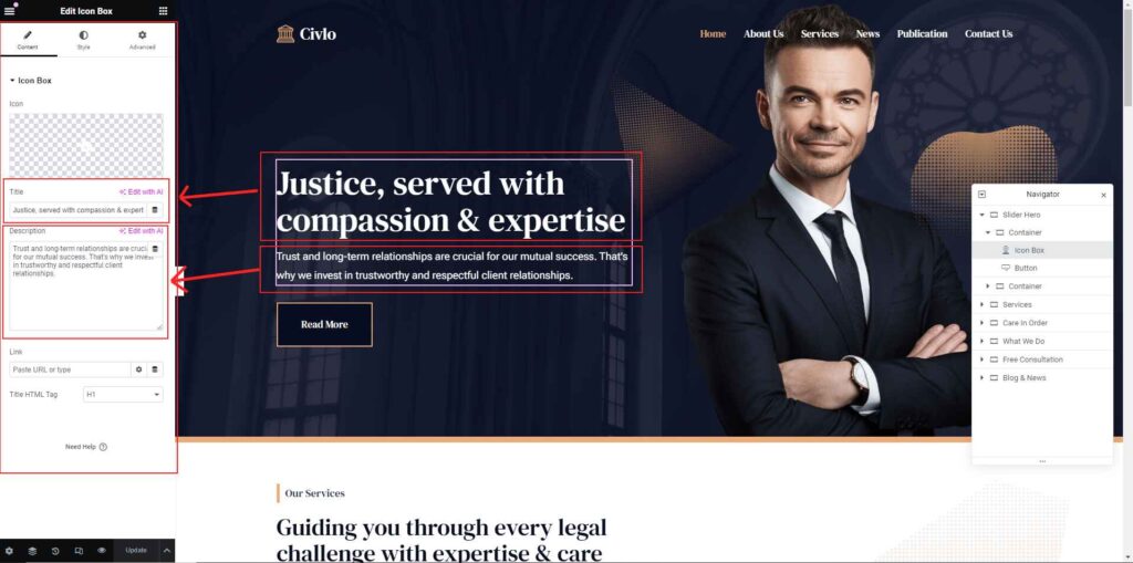 Edit Konten Halaman WordPress Menggunakan Elementor Edit Field Elementor