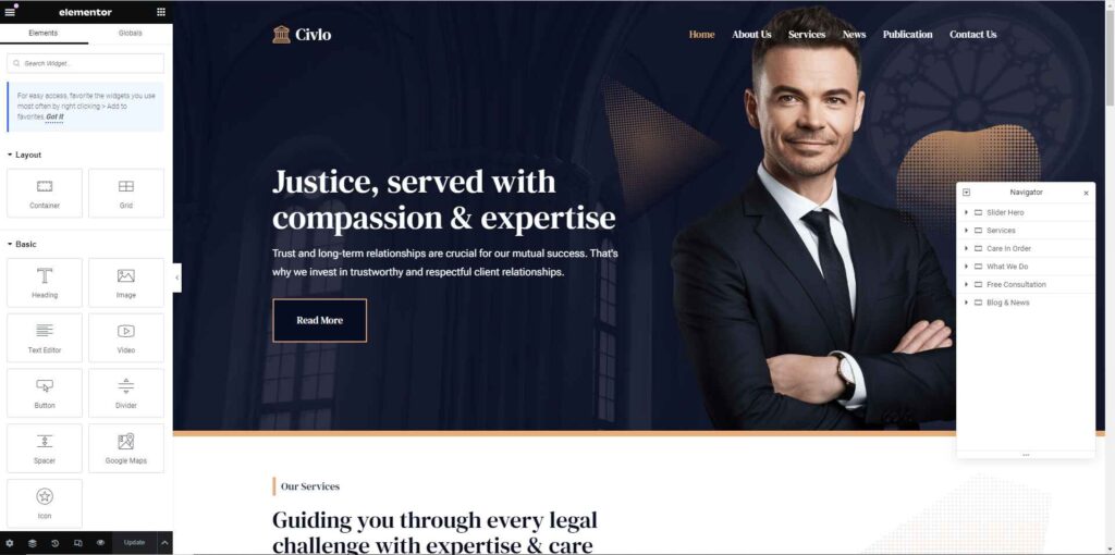 Edit Konten Halaman WordPress Menggunakan Elementor Editor Elementor