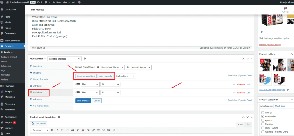 woocommerce variasi produk product variation